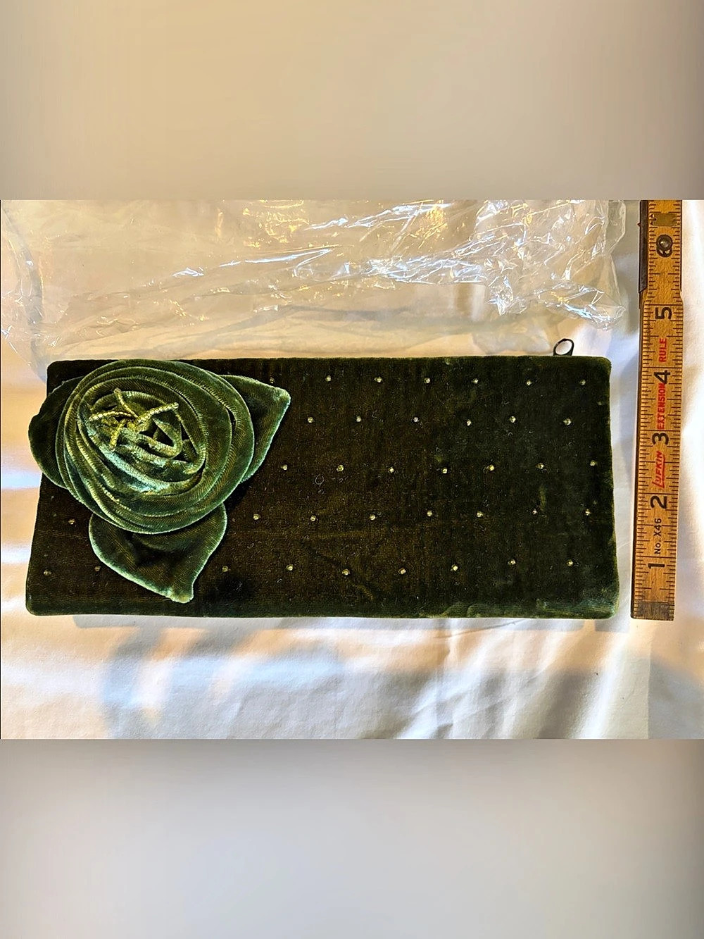 Greater Good Network Velvet Floral Clutch in Green- New in Bag